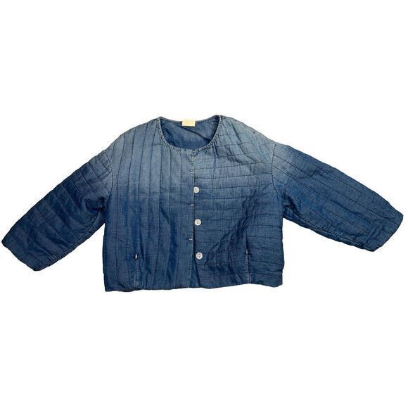 KIDS ON THE MOON Girls Shadedblue Quilted Denim‎ JacketSize 4